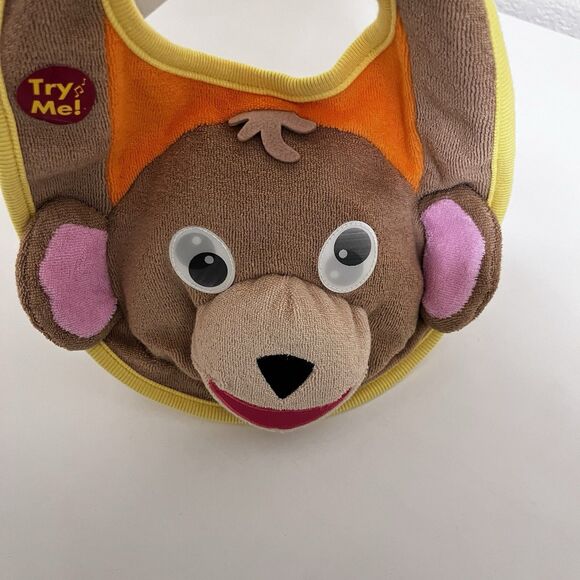 Disney Store Baby Einstein Monkey Baby Bib Terry Cloth Makes Noise NWT - Picture 4 of 10